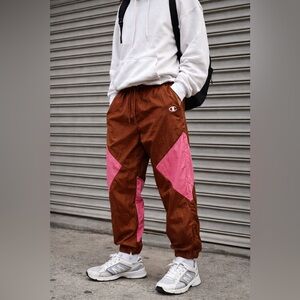 Champion Men’s Vintage Track Pants Brown Pink Colorblock Size L